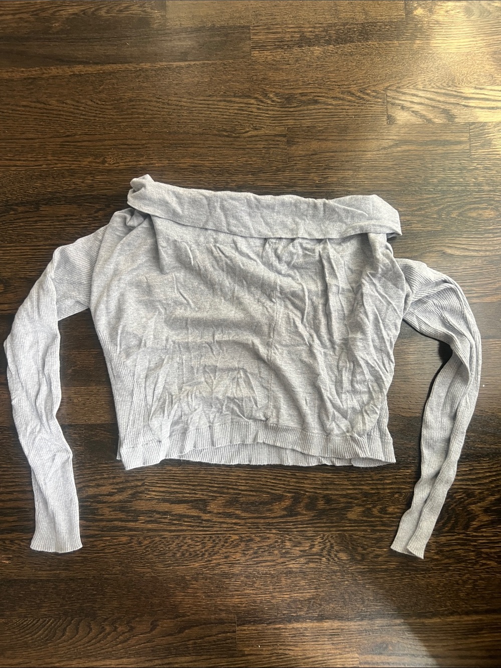 Victoria's Secret Off-Shoulder Ribbed Cropped Sweater Heather Gray Grey |